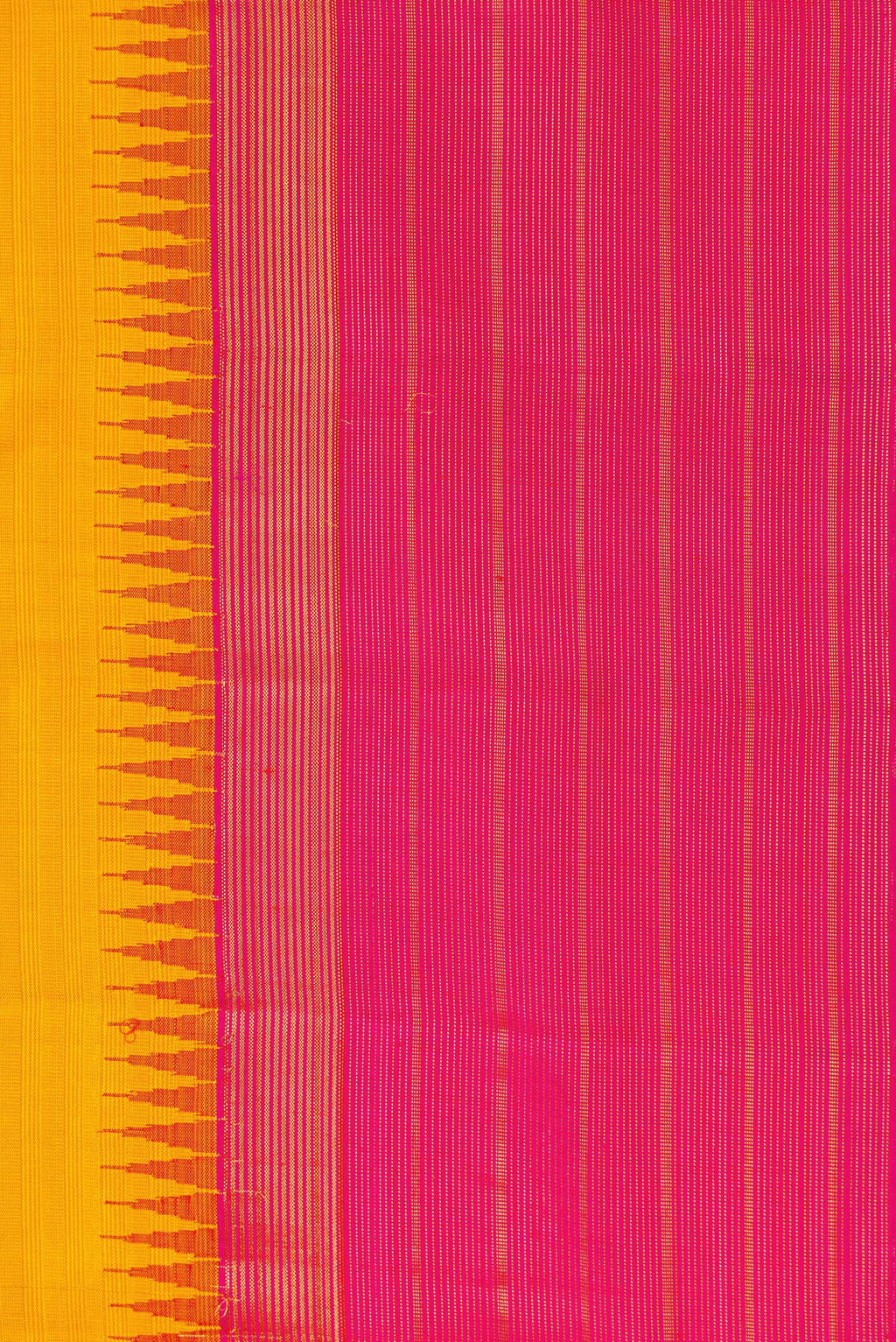 Border image of Yellow Dual Tone Kanjivaram Silk Saree with Checked design on the body and Zari Border. 