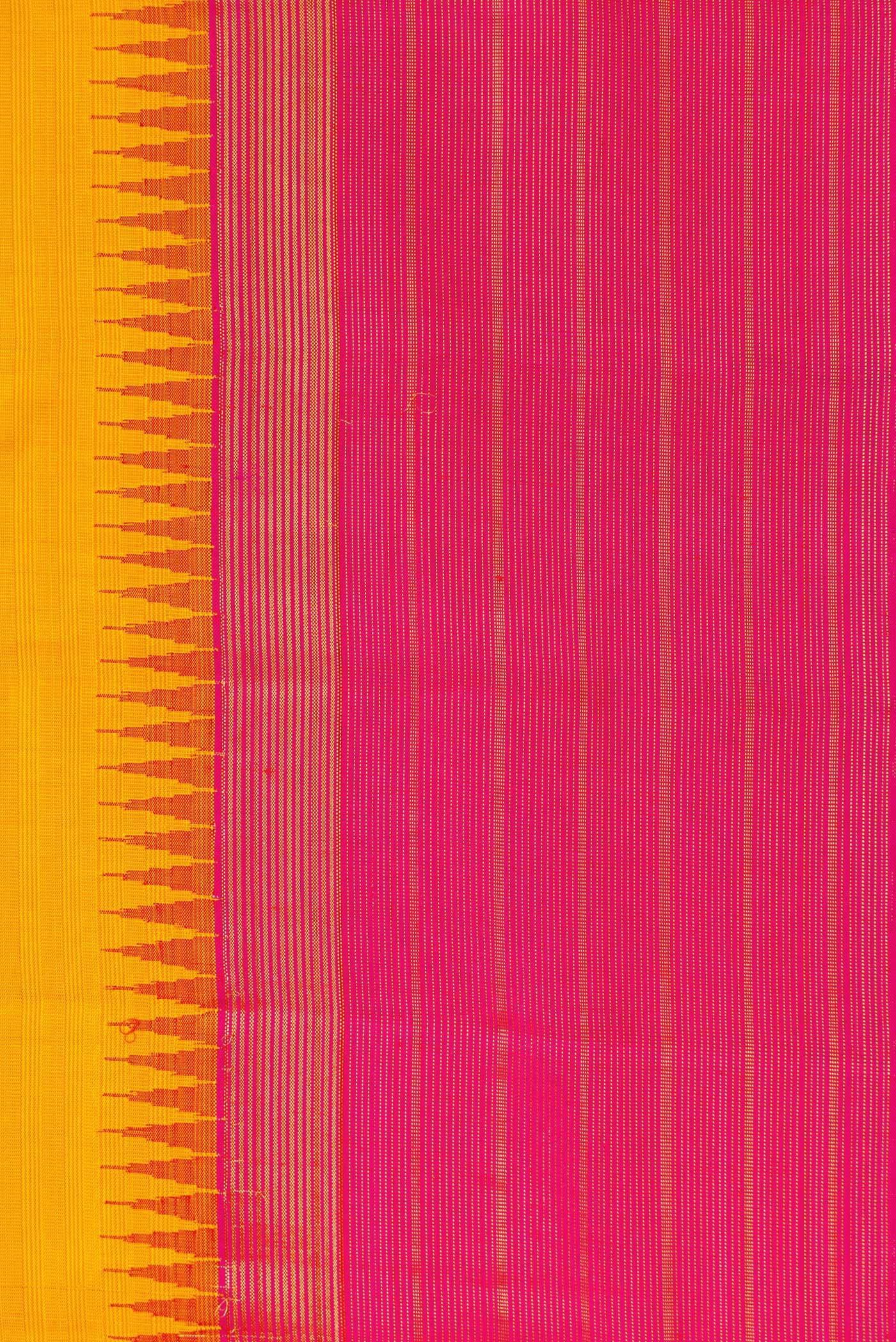 Border image of Yellow Dual Tone Kanjivaram Silk Saree with Checked design on the body and Zari Border. 