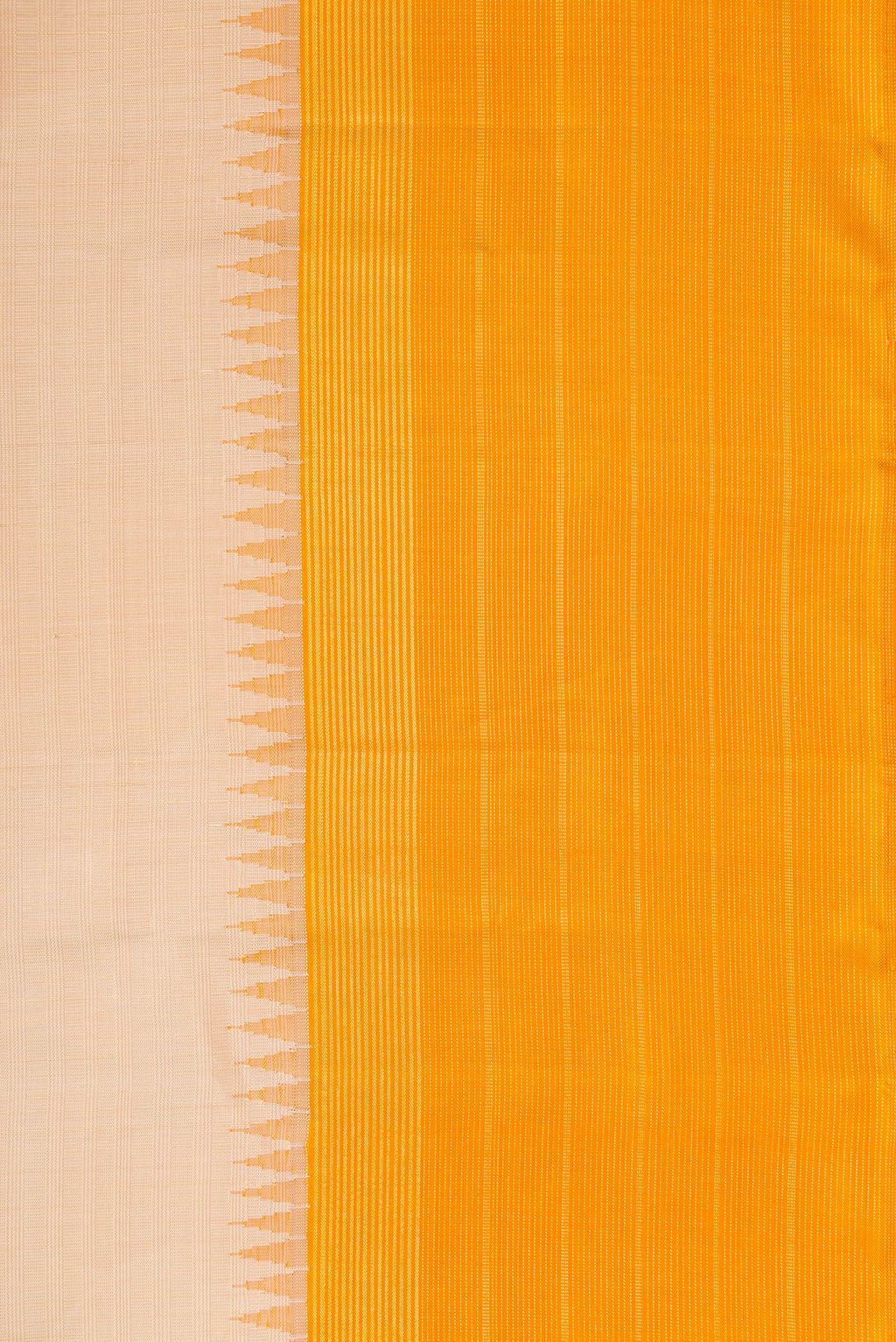 Border image of Beige Dual Tone Kanjivaram Silk Saree with Checked design on the body and Zari Border. 