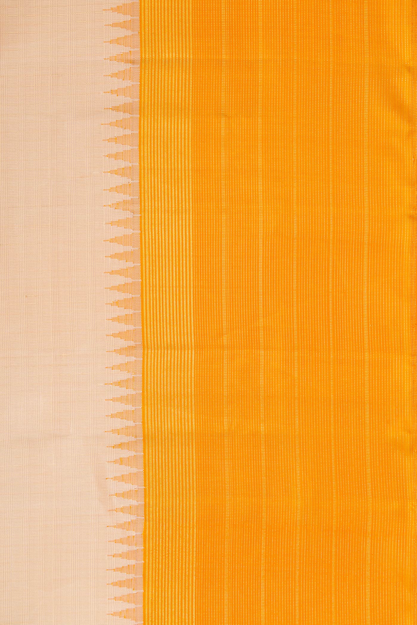 Border image of Beige Dual Tone Kanjivaram Silk Saree with Checked design on the body and Zari Border. 