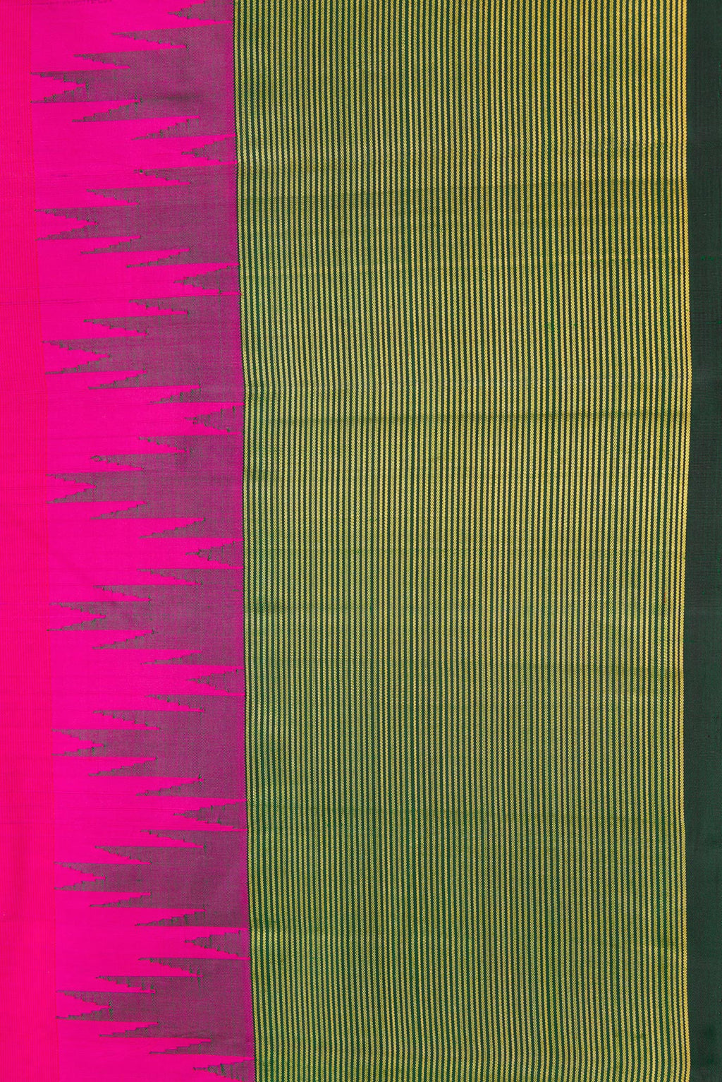 Border image of Pink Dual Tone Kanjivaram Silk Saree with Plain Body and Temple Border. 