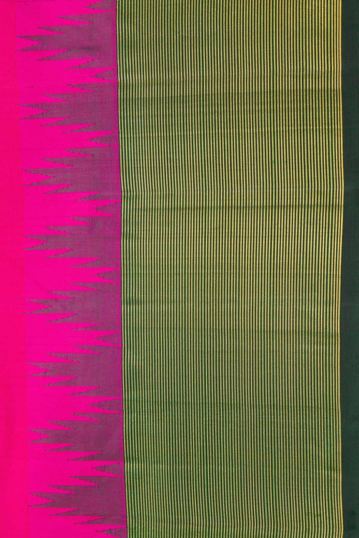Border image of Pink Dual Tone Kanjivaram Silk Saree with Plain Body and Temple Border. 