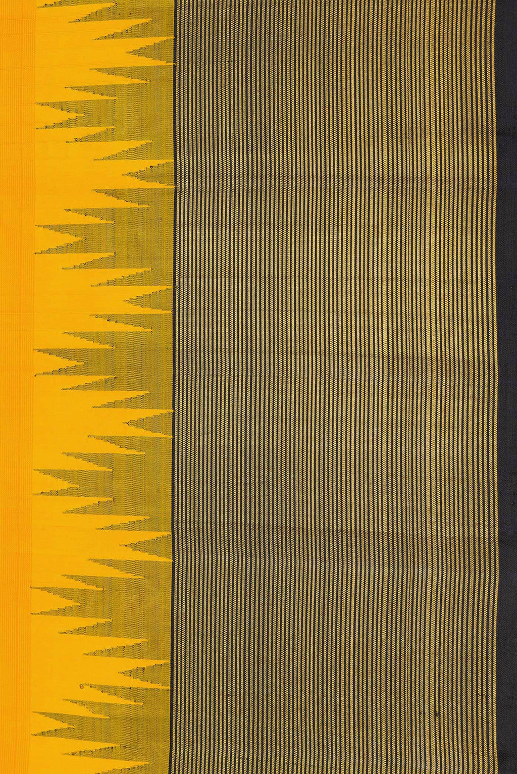 Border image of Mustard Dual Tone Kanjivaram Silk Saree with Plain Body and Temple Border. 