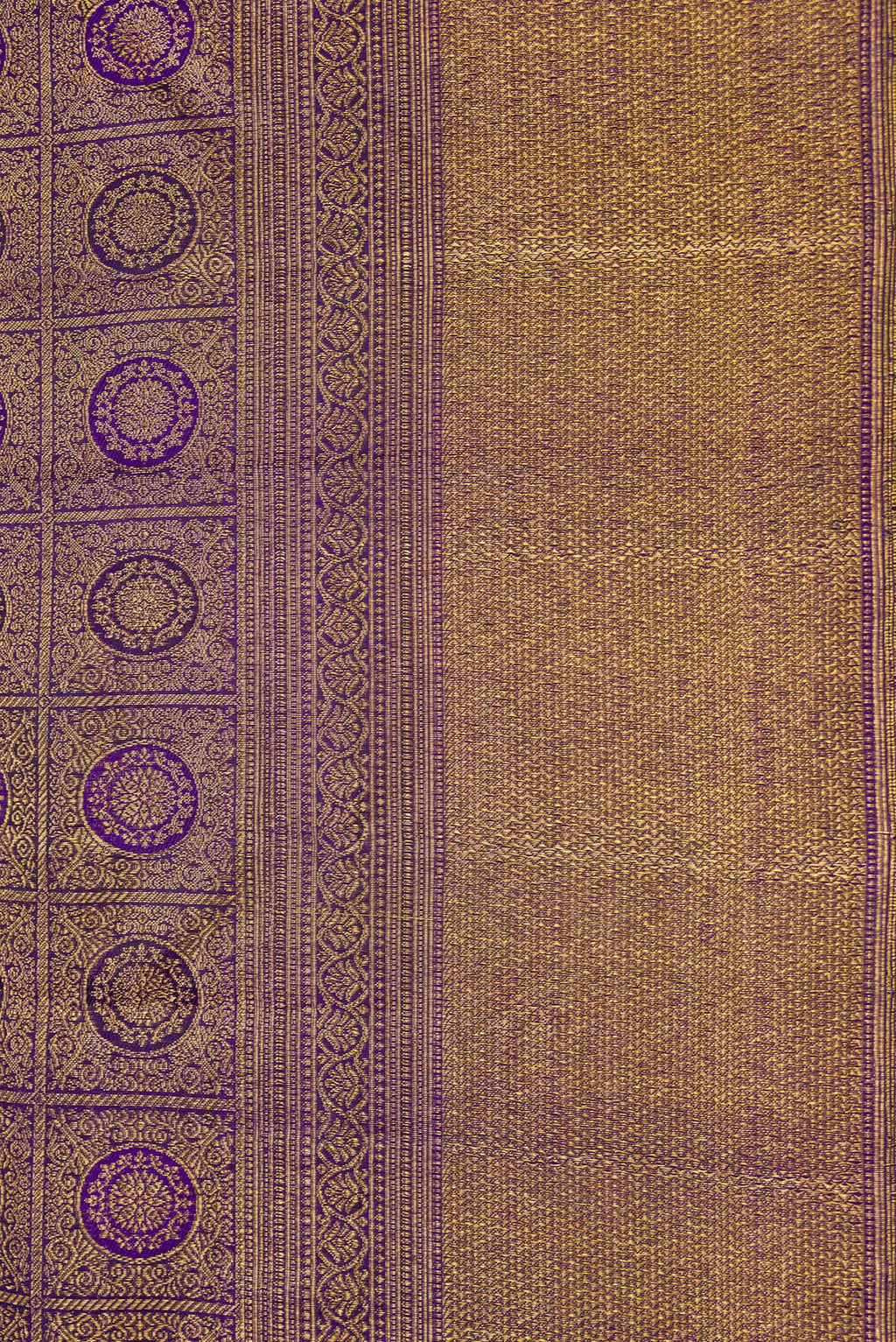 Border image of Violet Dual Tone Kanchipuram Silk Saree with Zari Brocade on the body and Zari Border. 