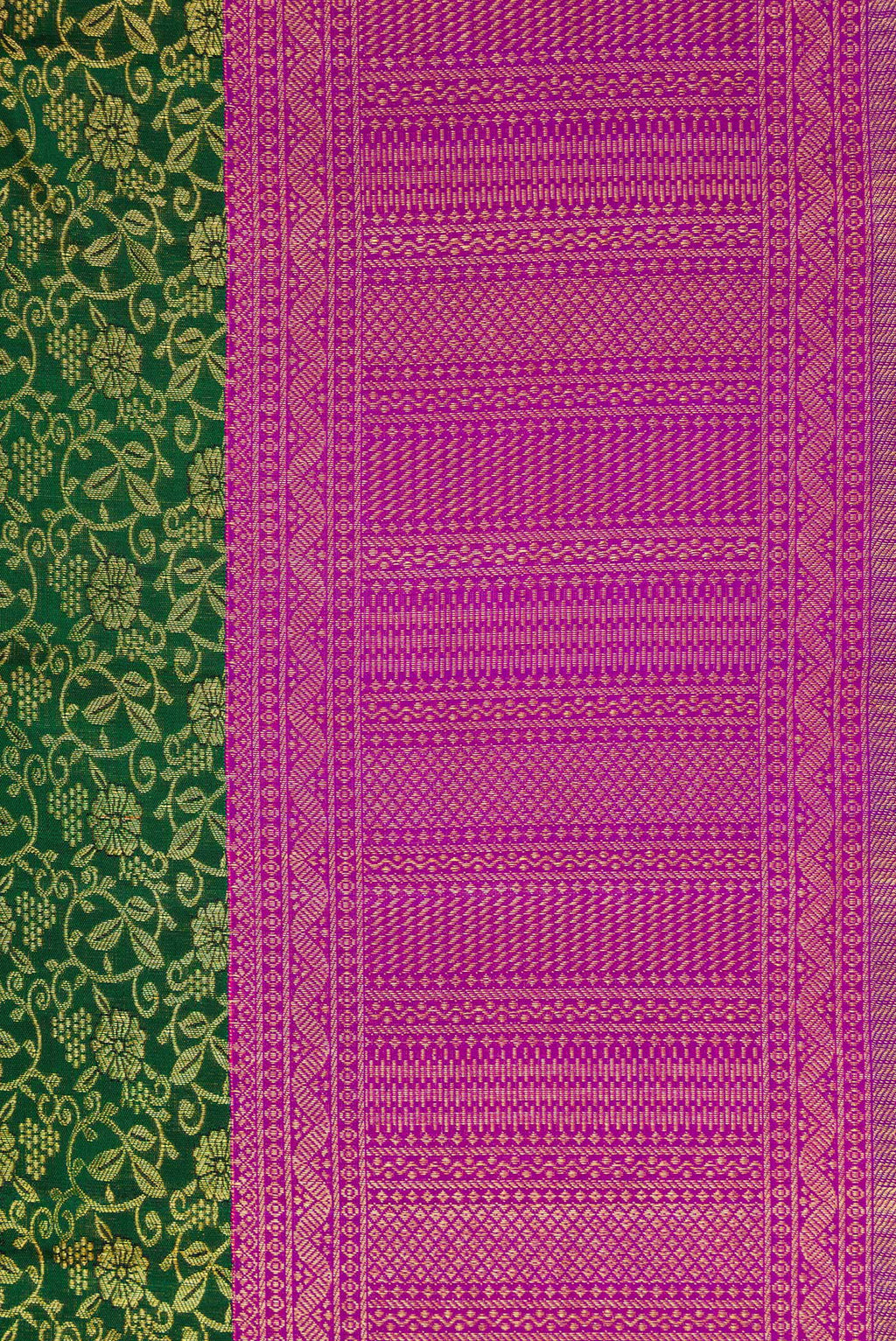 Border image of Bottle Green Dual Tone Kanchipuram Silk Saree with Zari Brocade on the body and Fancy Border. 