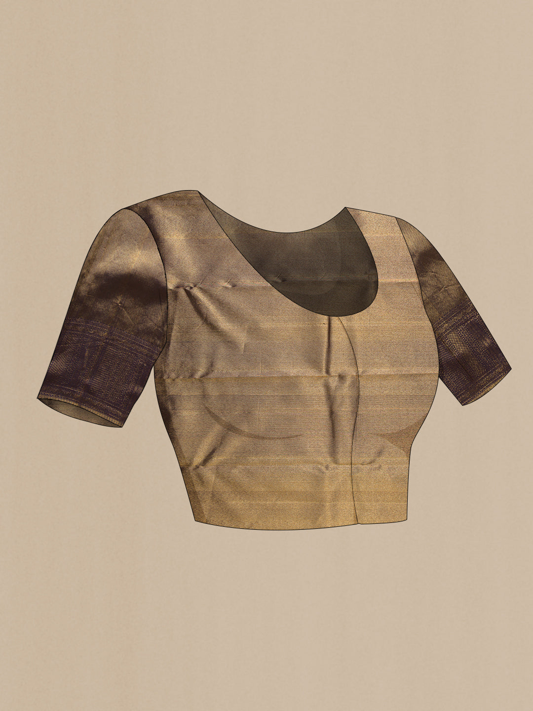 Close up image of the blouse of Dark Pink Dual Tone Kanchipuram Silk Saree with Zari Brocade on the body and Zari Border. 