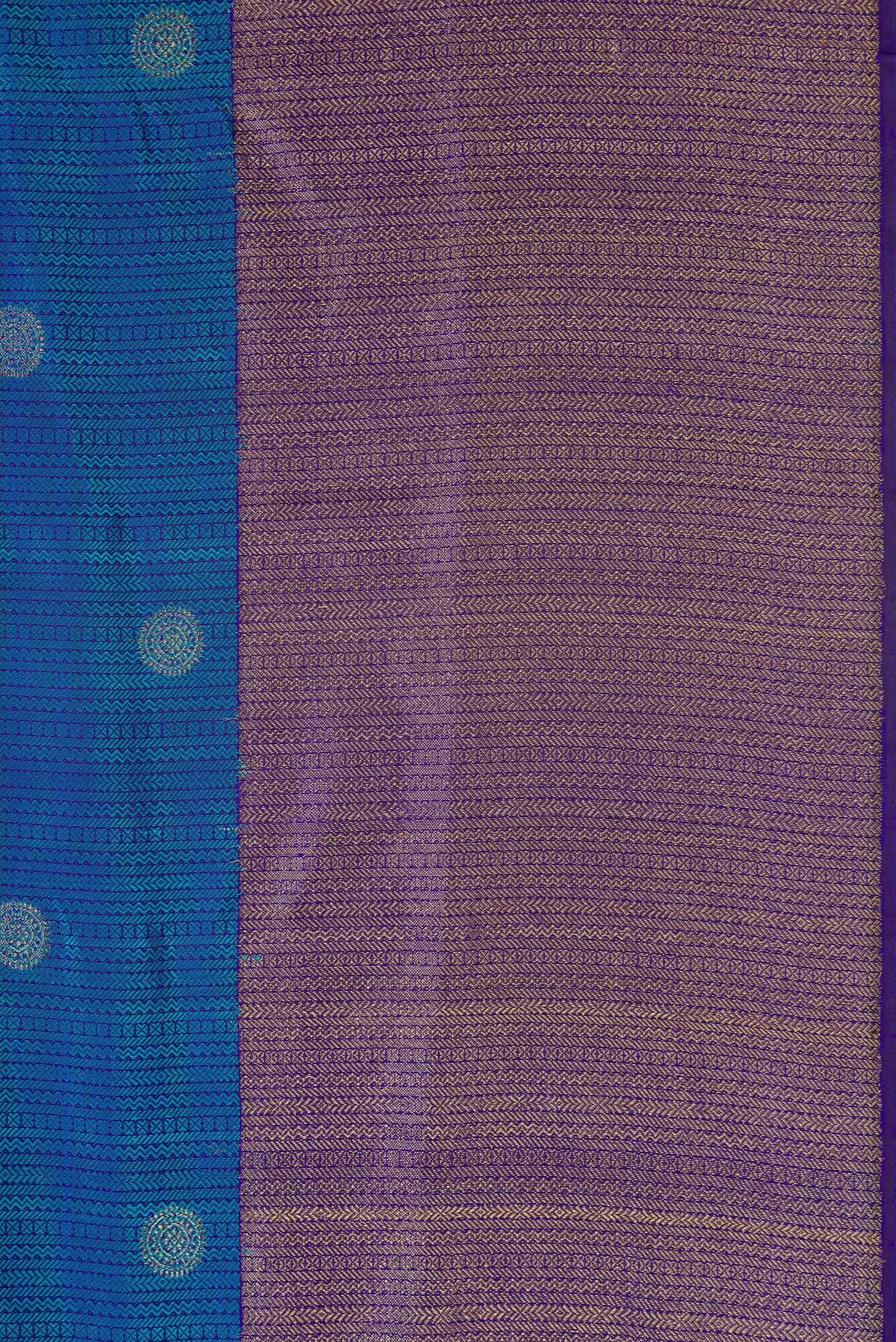 Border image of Peacock Blue Dual Tone Kanchipuram Silk Saree with Jacquard With Zari Butta on the body and Zari Border. 