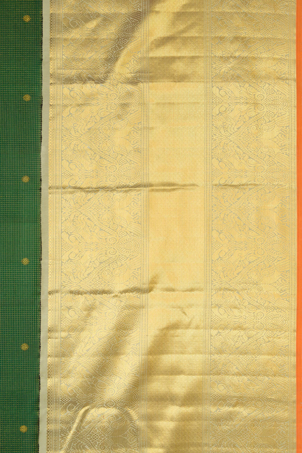Border image of Green Dual Tone Kanchipuram Silk Saree with Zari Brocade on the body and Zari Border. 