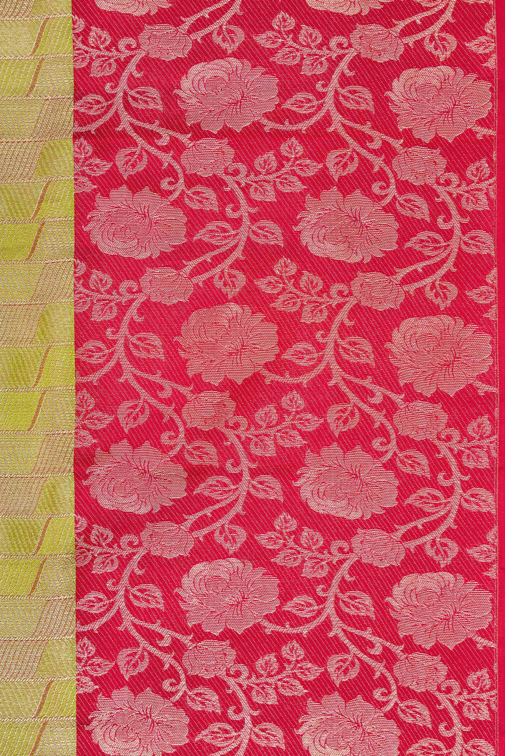 Border image of Parrot Green Dual Tone Kanjivaram Tissue Silk Saree with Zari Brocade on the body and Fancy Border. 