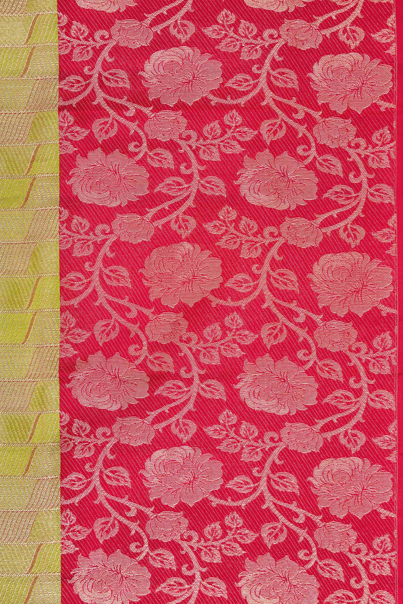 Border image of Parrot Green Dual Tone Kanjivaram Tissue Silk Saree with Zari Brocade on the body and Fancy Border. 