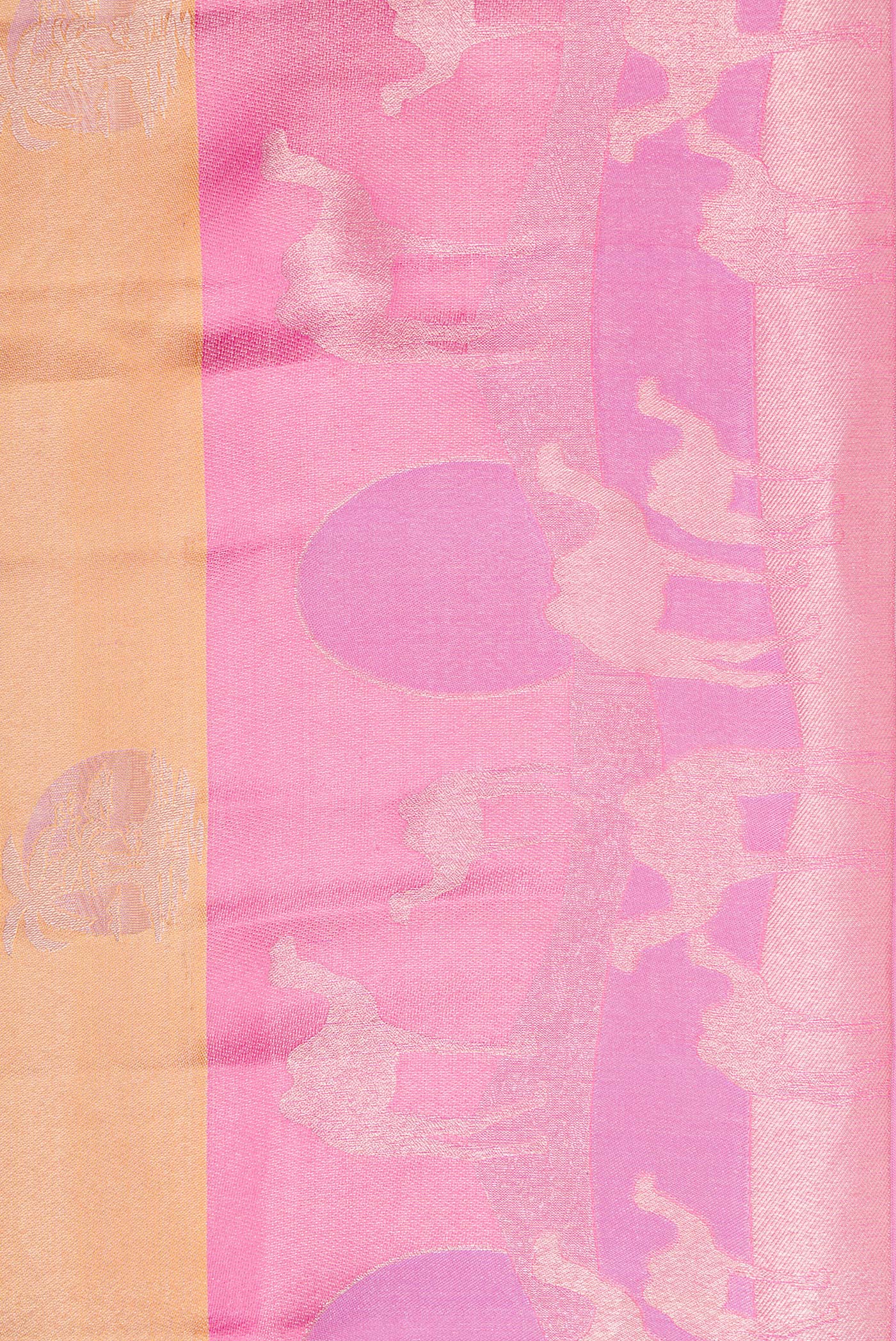 Border image of Gold Dual Tone Kanjivaram Tissue Silk Saree with Zari Brocade on the body and Fancy Border. 