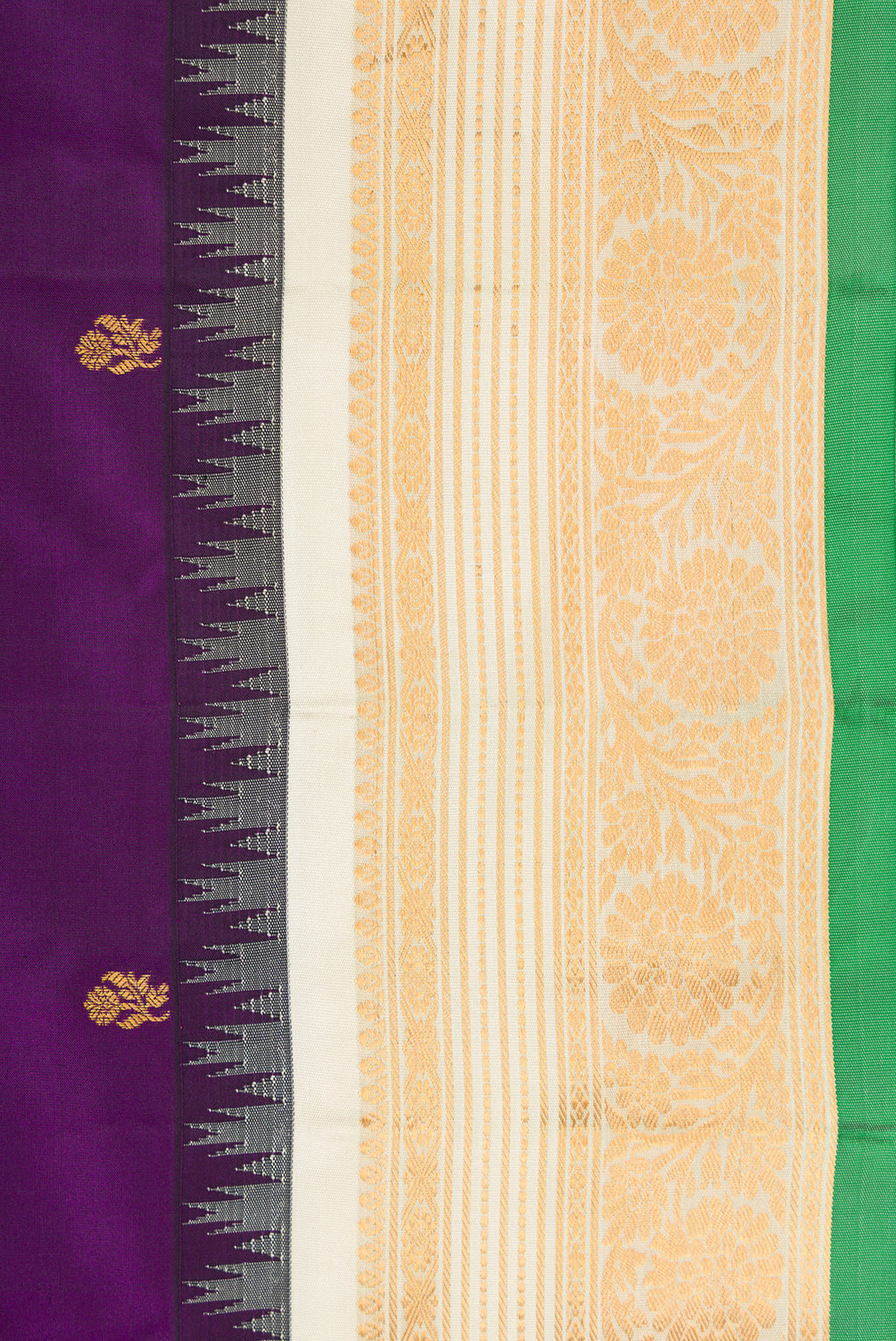 Border image of Violet Dual Tone Gadwal Silk Saree with Zari Butta on the body and Zari Border. 