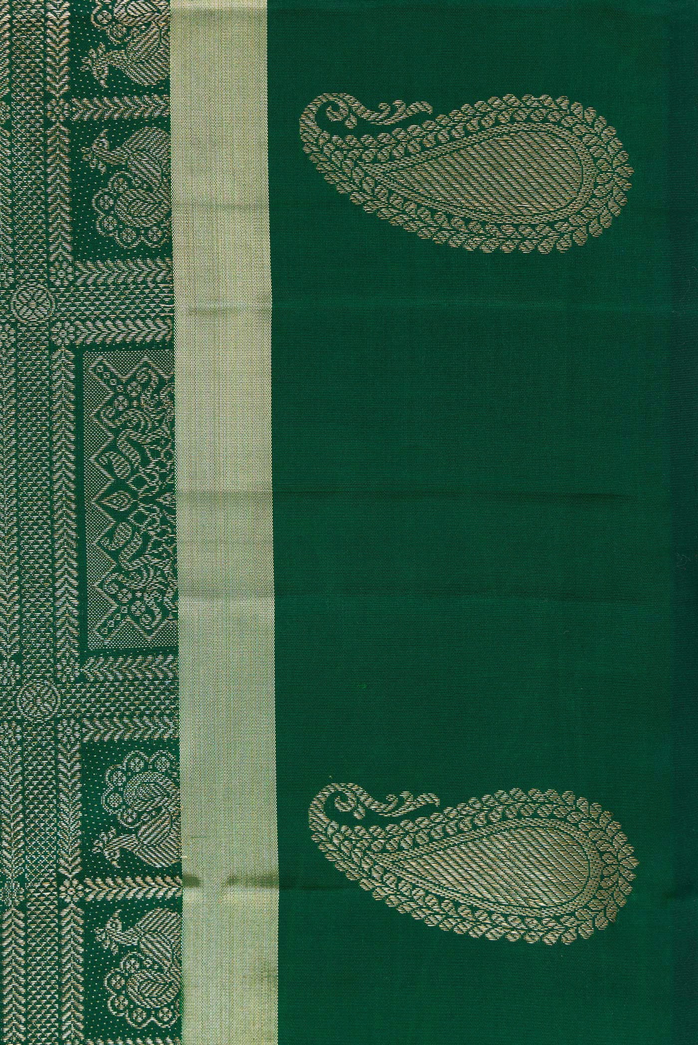 Border image of Green Dual Tone Kanchipuram Silk Saree with Zari Brocade on the body and Fancy Border. 