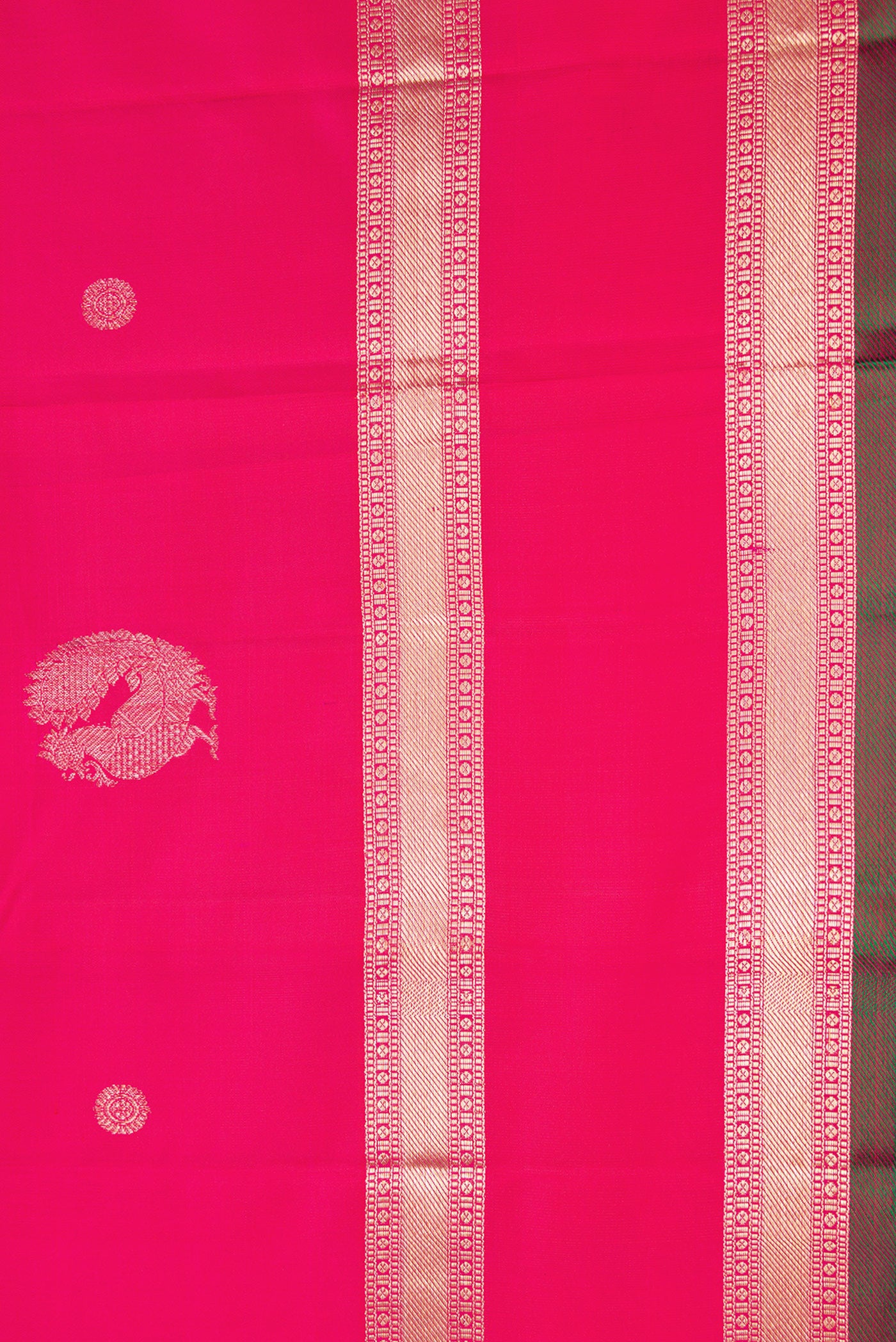 Border image of Pink Dual Tone Kanjivaram Silk Saree with Zari Butta on the body and Zari Border. 