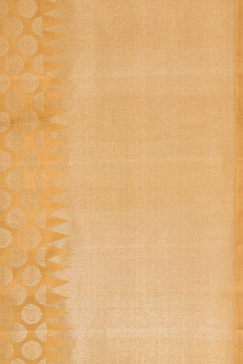 Border image of Gold Dual Tone Kanchipuram Silk Saree with Zari Brocade on the body and Temple Border. 