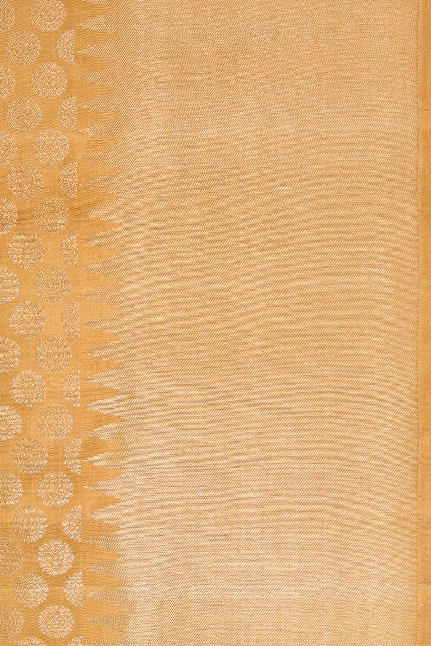 Border image of Gold Dual Tone Kanchipuram Silk Saree with Zari Brocade on the body and Temple Border. 