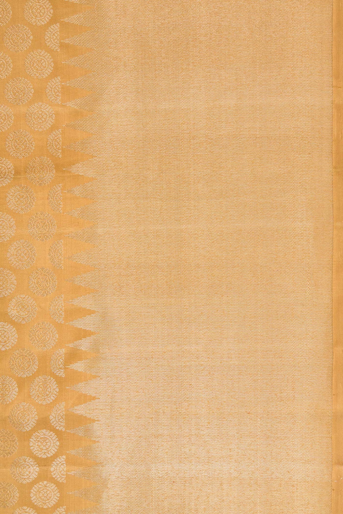 Border image of Gold Dual Tone Kanchipuram Silk Saree with Zari Brocade on the body and Temple Border. 