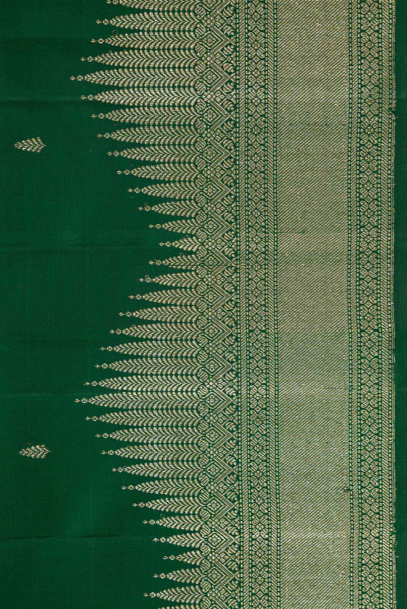 Border image of Bottle Green Dual Tone Kanjivaram Silk Saree with Zari Butta on the body and Fancy Border. 