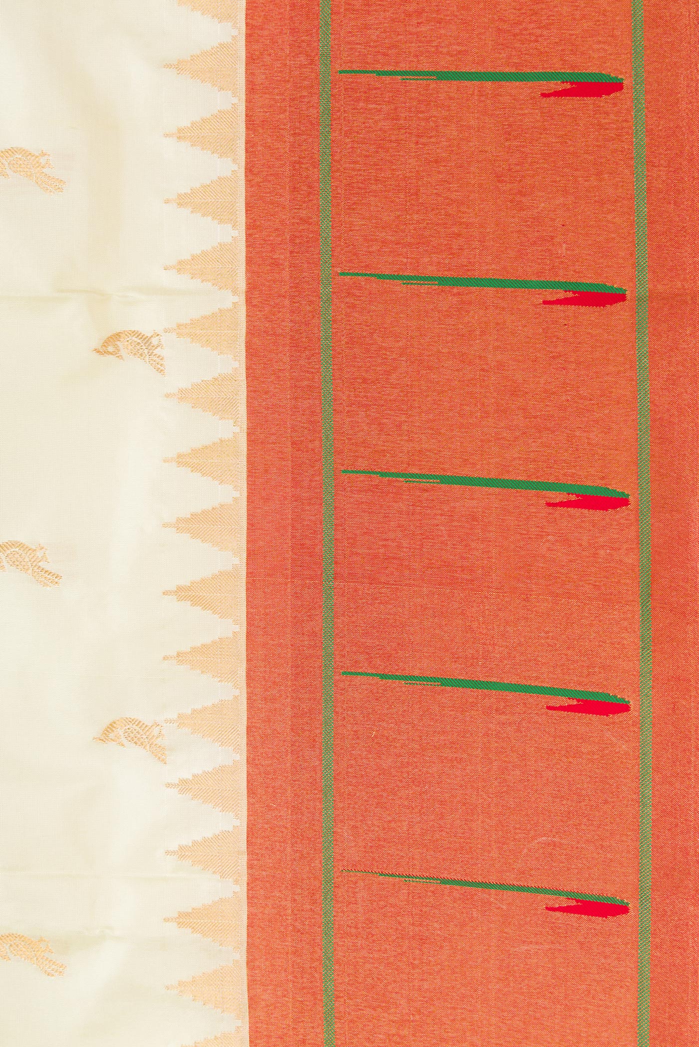 Border image of Off White Dual Tone Paithani Silk Saree with Zari Butta on the body and Paithani Border. 