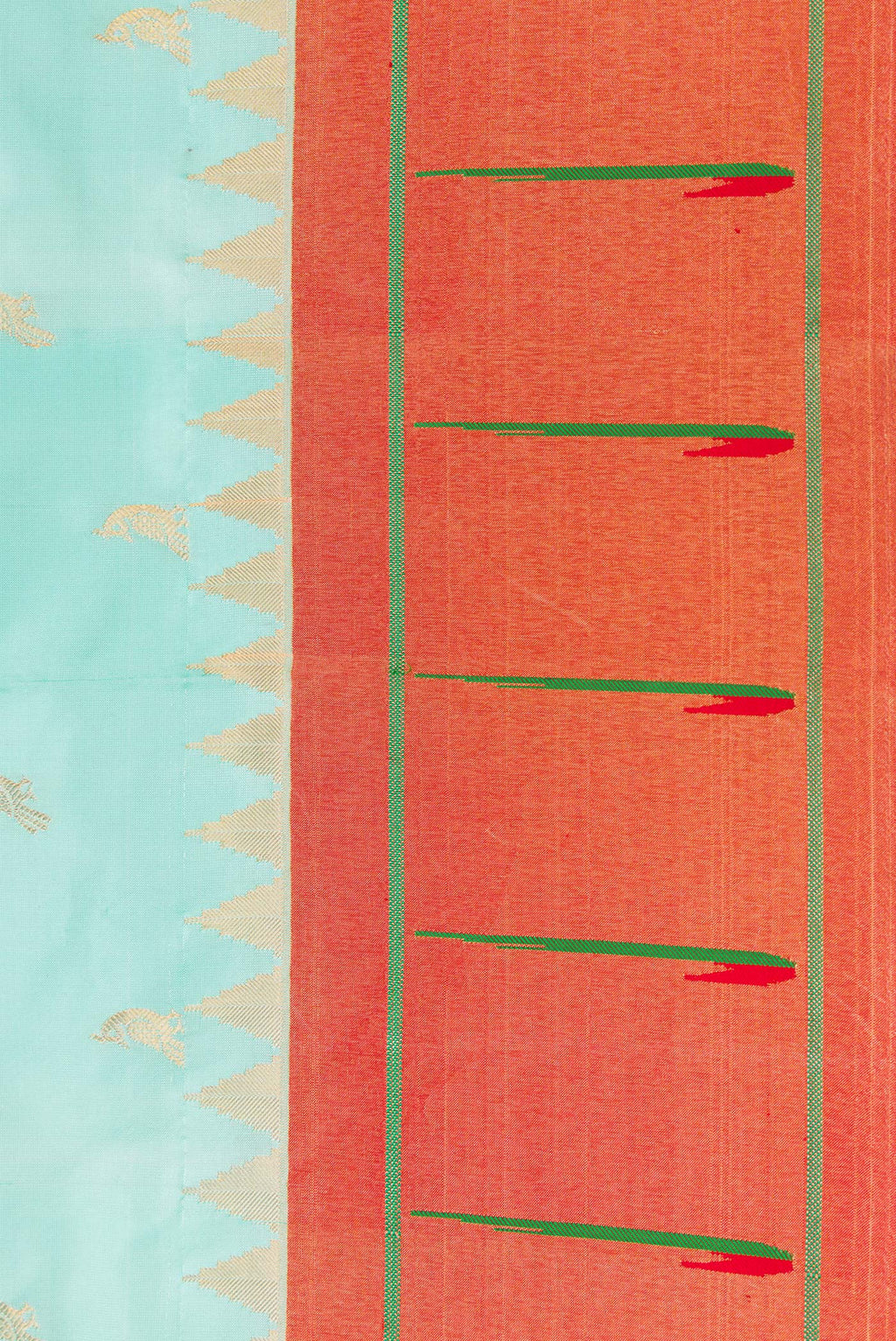Border image of Light Blue Dual Tone Paithani Silk Saree with Zari Butta on the body and Paithani Border. 