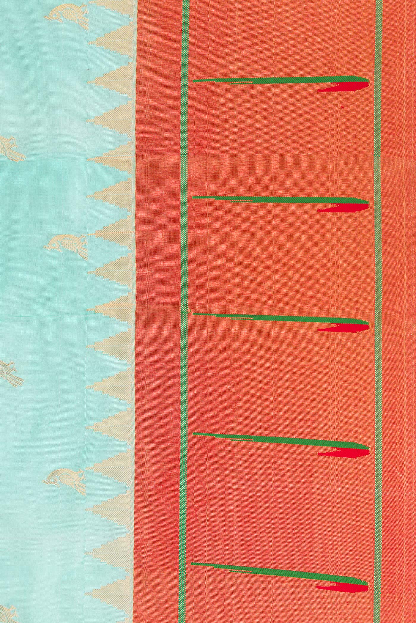 Border image of Light Blue Dual Tone Paithani Silk Saree with Zari Butta on the body and Paithani Border. 