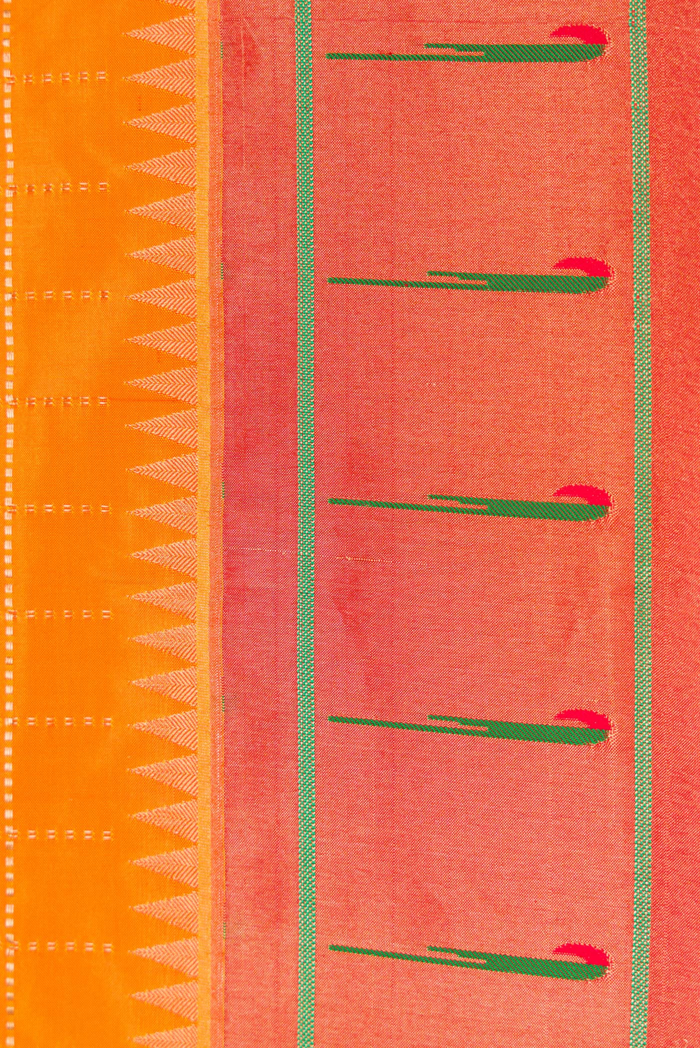Border image of Orange Dual Tone Paithani Silk Saree with Zari Butta on the body and Paithani Border. 