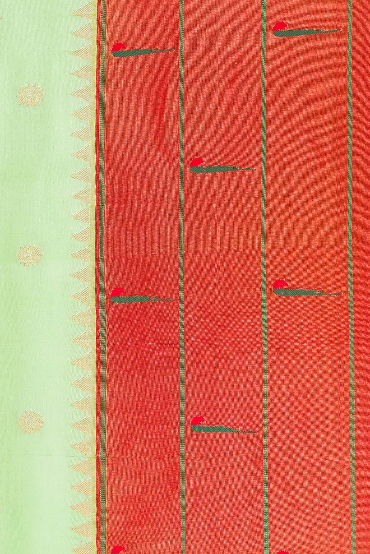 Border image of Light Green Dual Tone Paithani Silk Saree with Zari Butta on the body and Paithani Border. 