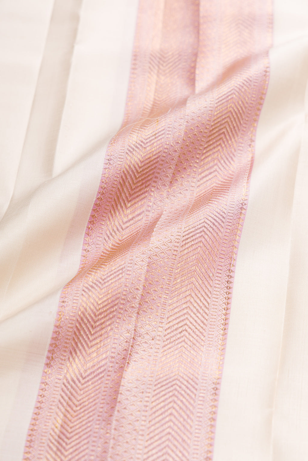 Beige Silk Dhoti With Angavastram (9X 5) Muzham with Plain Body and Zari Border