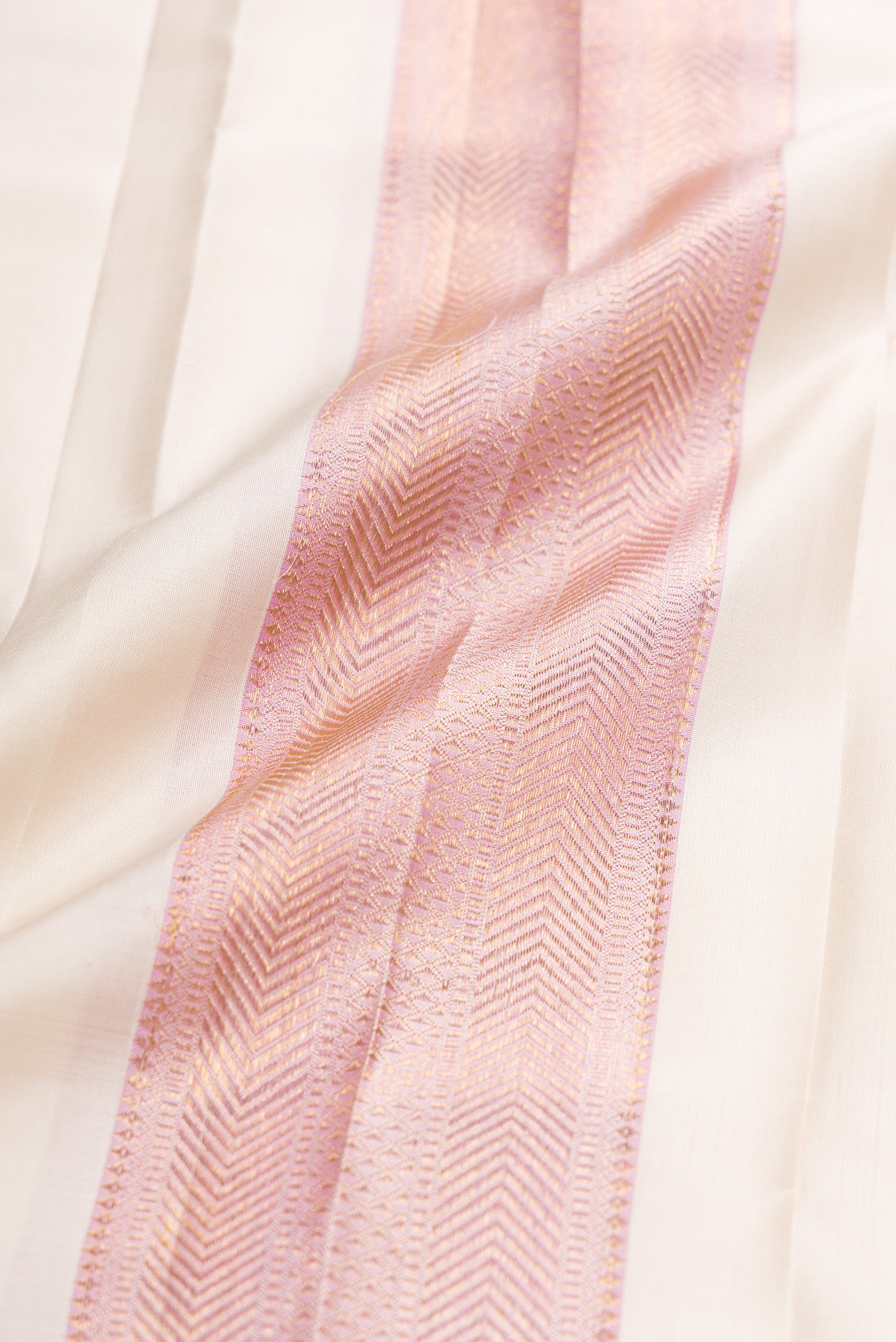 Beige Silk Dhoti With Angavastram (9X 5) Muzham with Plain Body and Zari Border