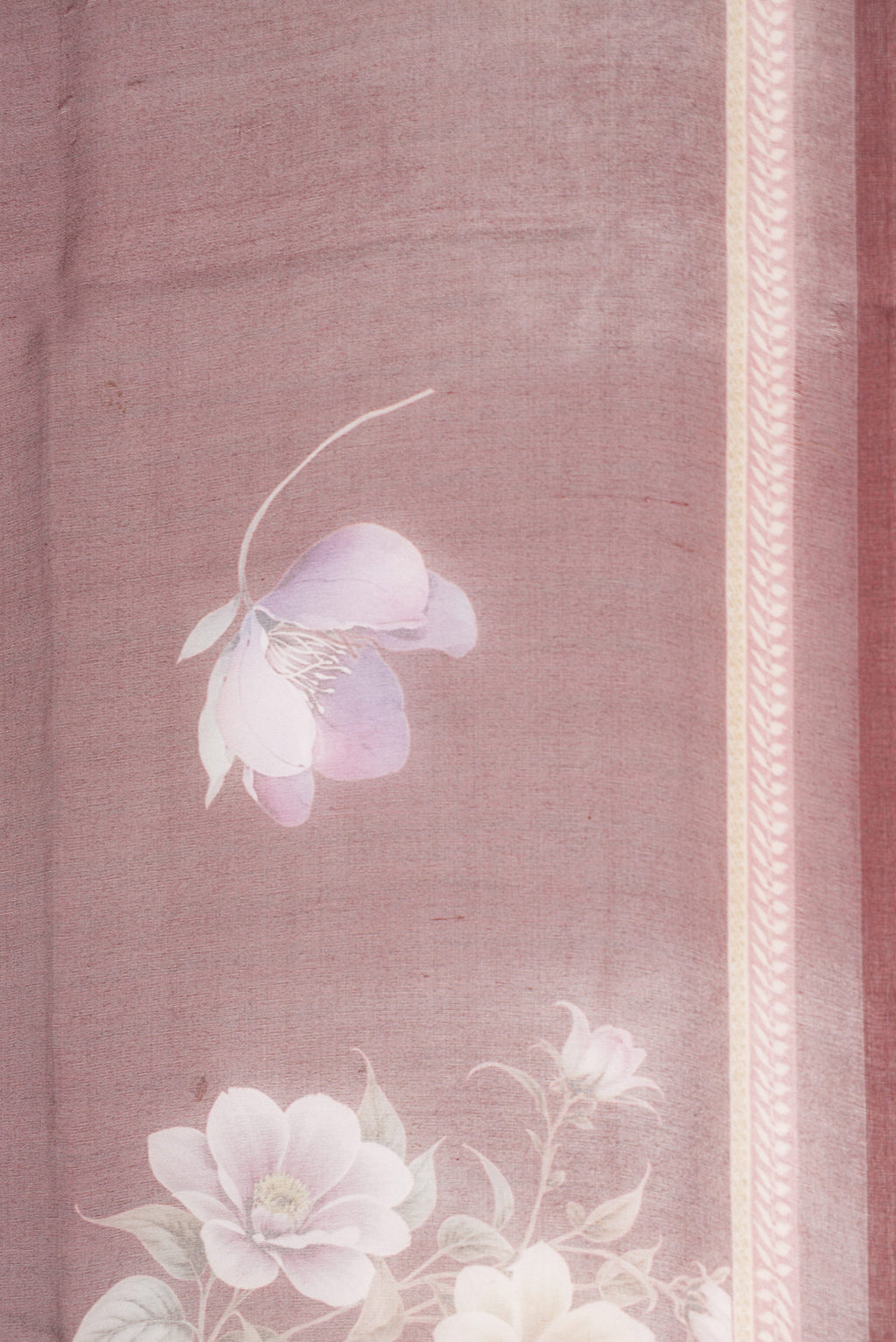 Border image of Brown Dual Tone Organza Silk Saree with Printed design on the body and Printed Border. 