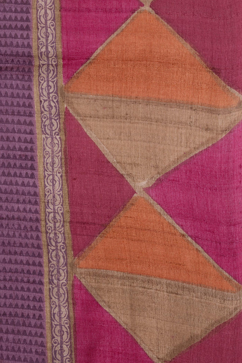 Border image of Purple Dual Tone Tussar Silk Saree with Printed design on the body and Fancy Border. 