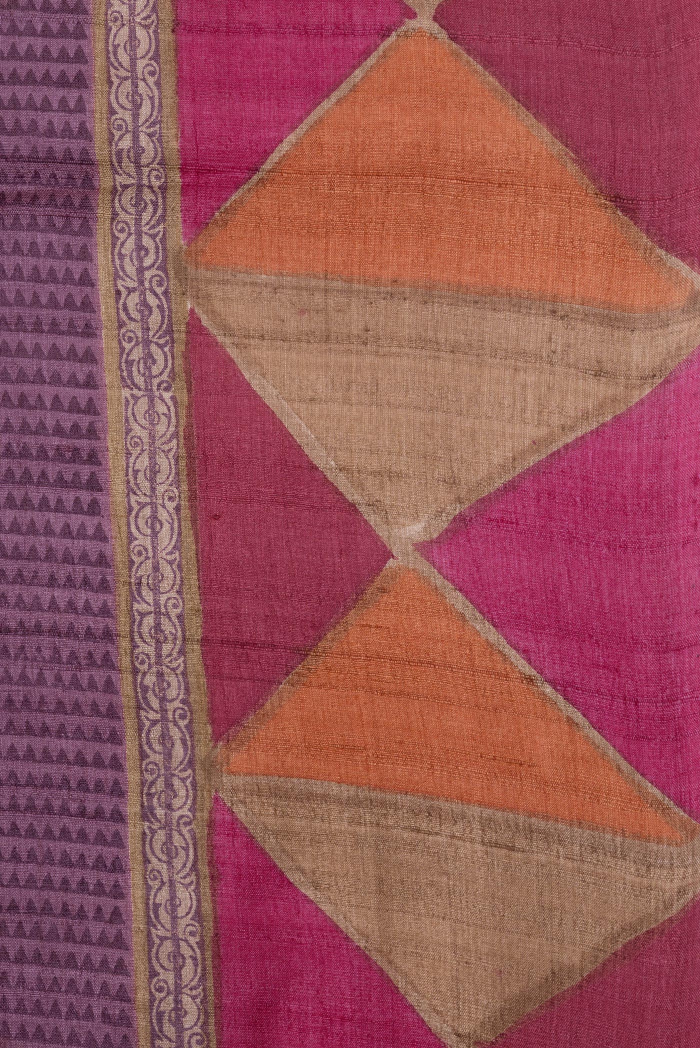 Border image of Purple Dual Tone Tussar Silk Saree with Printed design on the body and Fancy Border. 