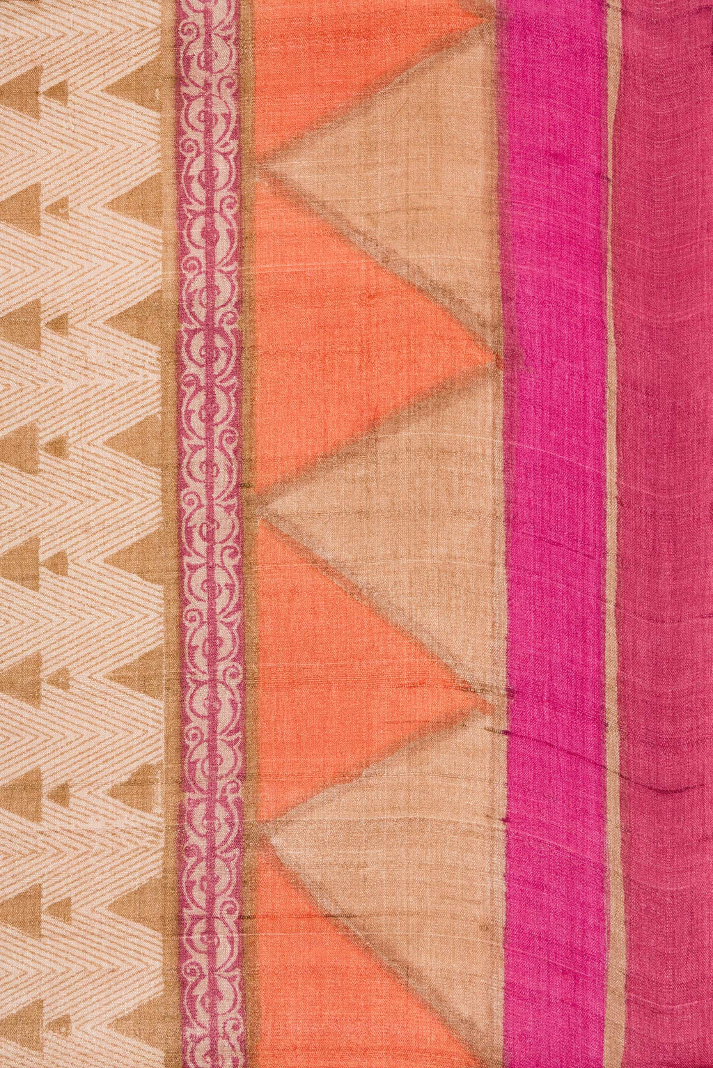 Border image of Beige Dual Tone Tussar Silk Saree with Printed design on the body and Fancy Border. 