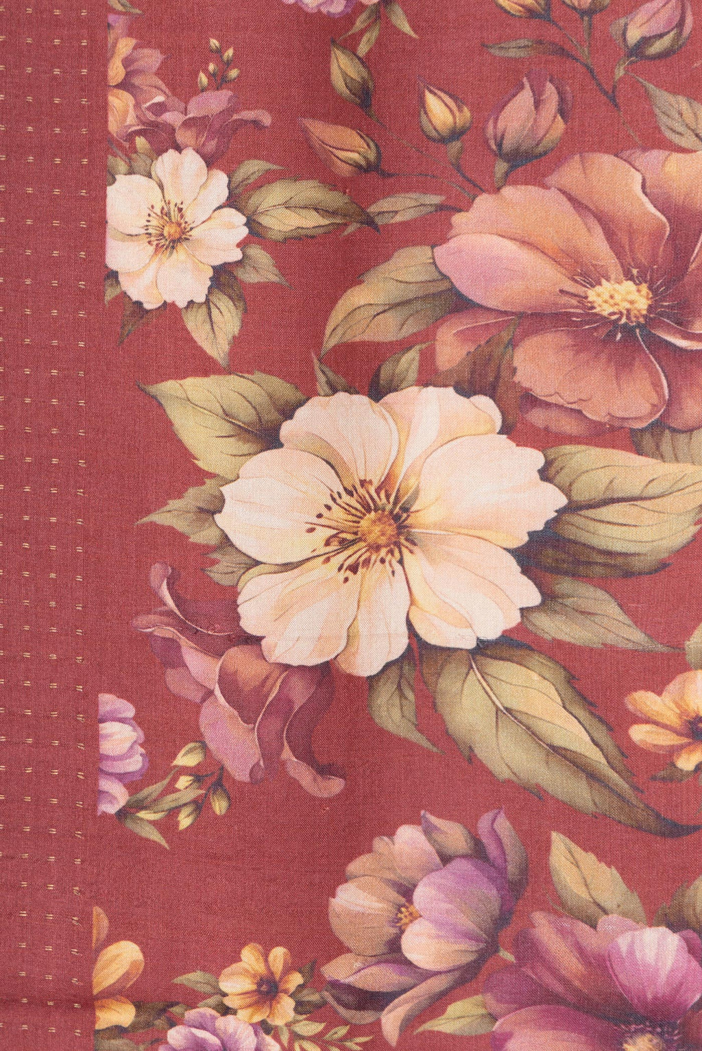 Border image of Maroon Dual Tone Tussar Silk Saree with Stripes on the body and Printed Border. 