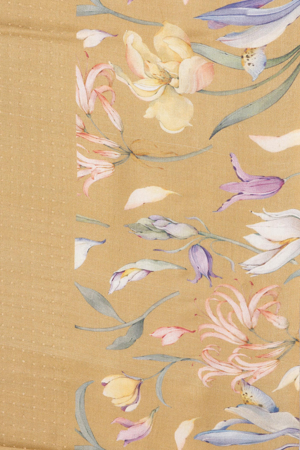 Border image of Gold Dual Tone Tussar Silk Saree with Printed design on the body and Printed Border. 
