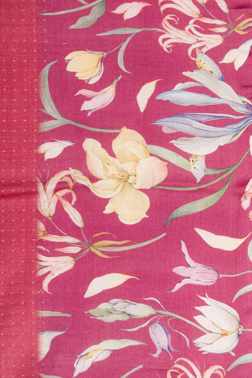 Border image of Maroon Dual Tone Tussar Silk Saree with Stripes on the body and Printed Border. 