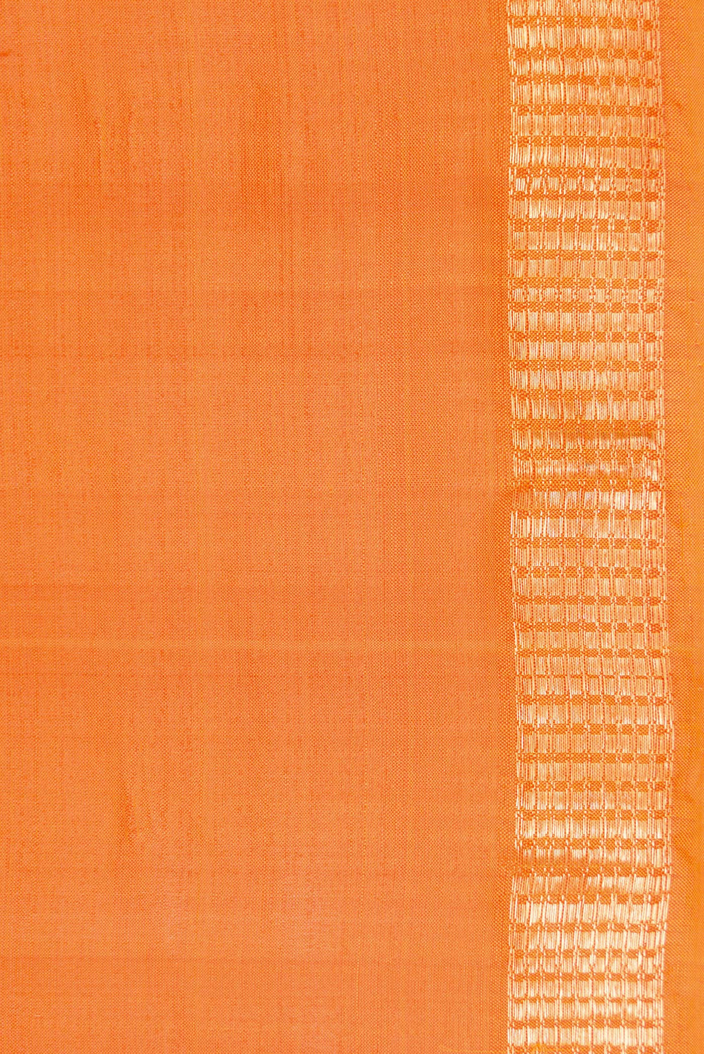 Border image of Orange Dual Tone Kanchipuram Silk Saree with Plain Body and Zari Border. 