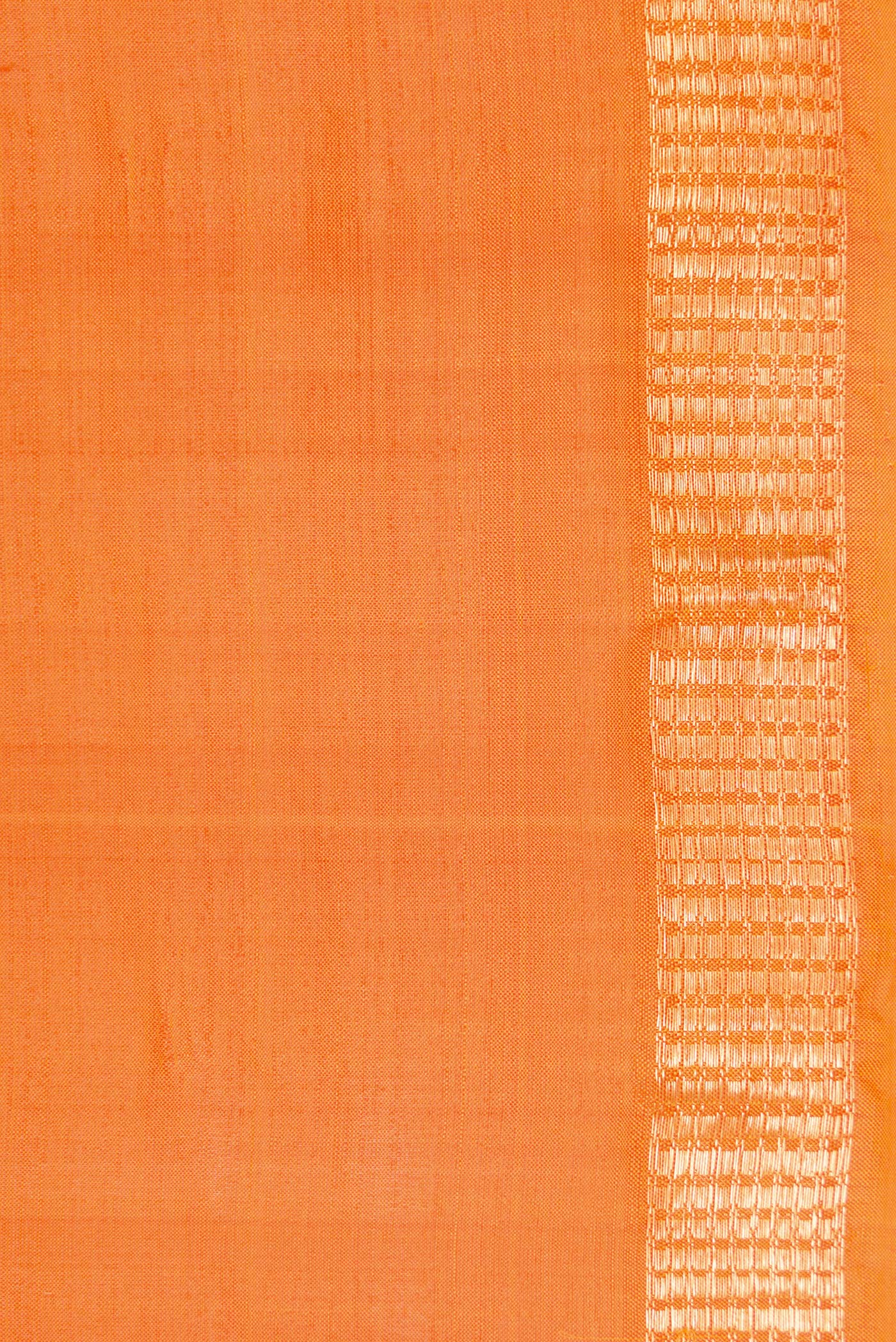 Border image of Orange Dual Tone Kanchipuram Silk Saree with Plain Body and Zari Border. 