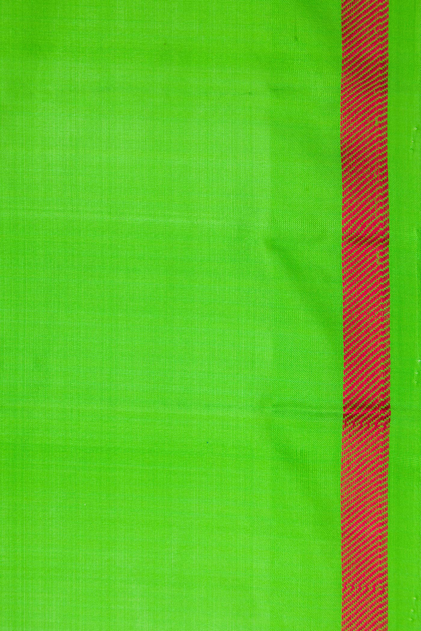 Border image of Green Dual Tone Kanchipuram Silk Nine Yards Saree with Thread Butta on the body and Thread Border. 