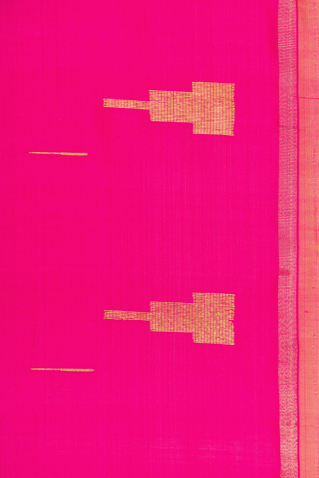 Border image of Pink Dual Tone Kanchipuram Silk Saree with Plain Body and Zari Border. 