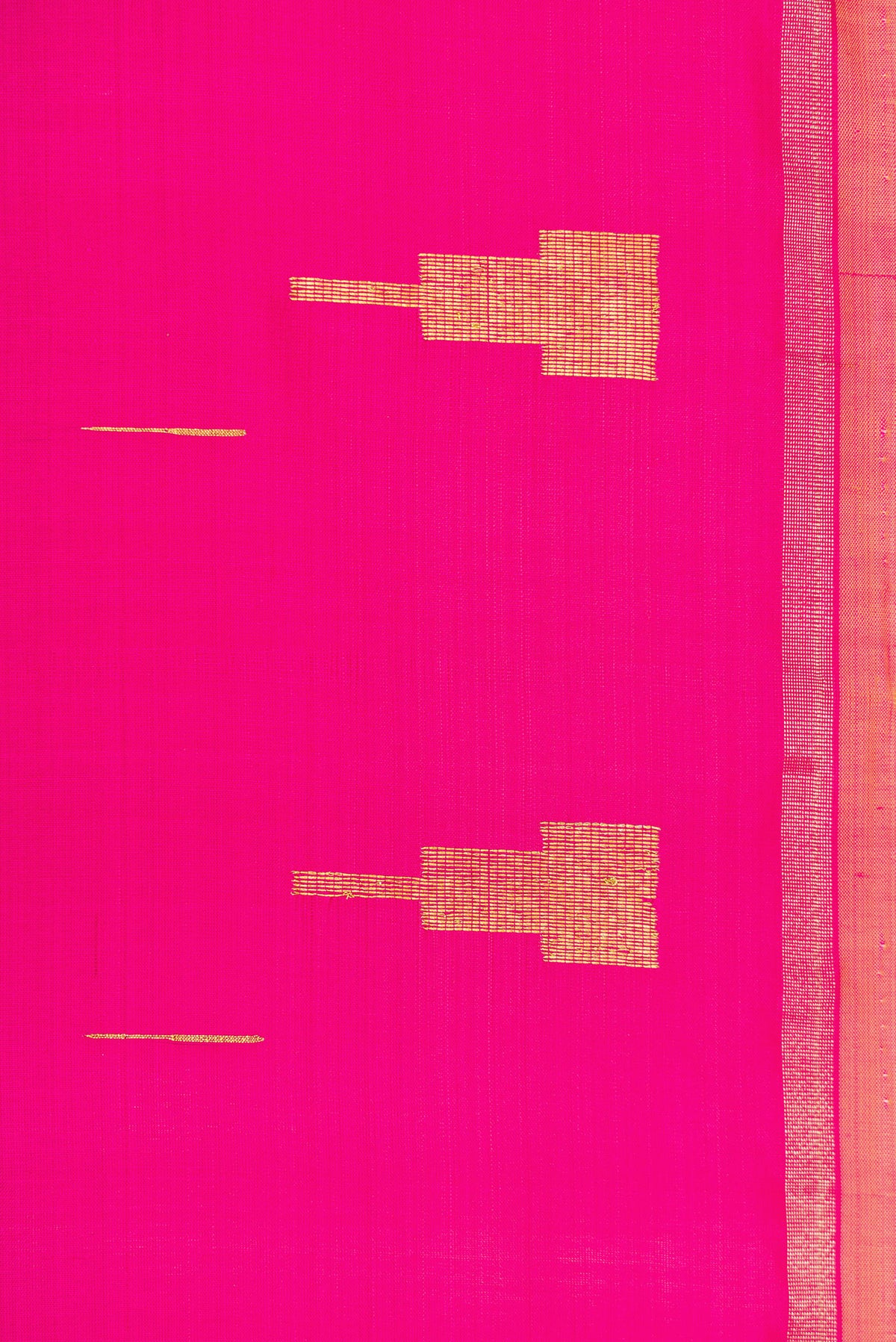Border image of Pink Dual Tone Kanchipuram Silk Saree with Plain Body and Zari Border. 