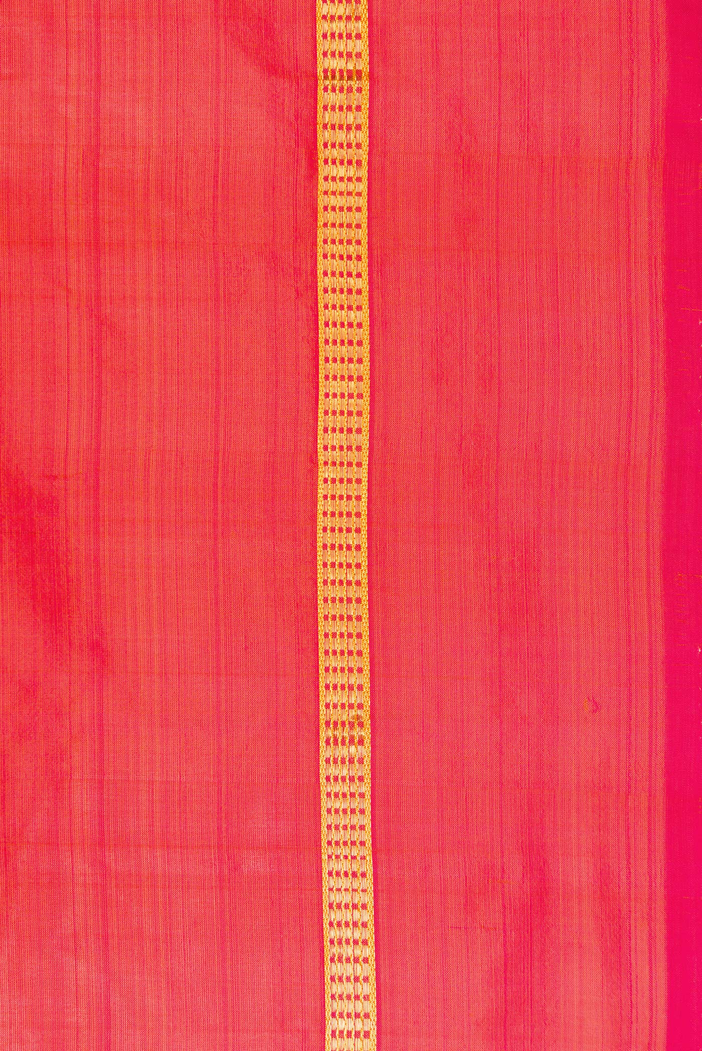 Border image of Coral Dual Tone Kanchipuram Silk Saree with Plain Body and Zari Border. 
