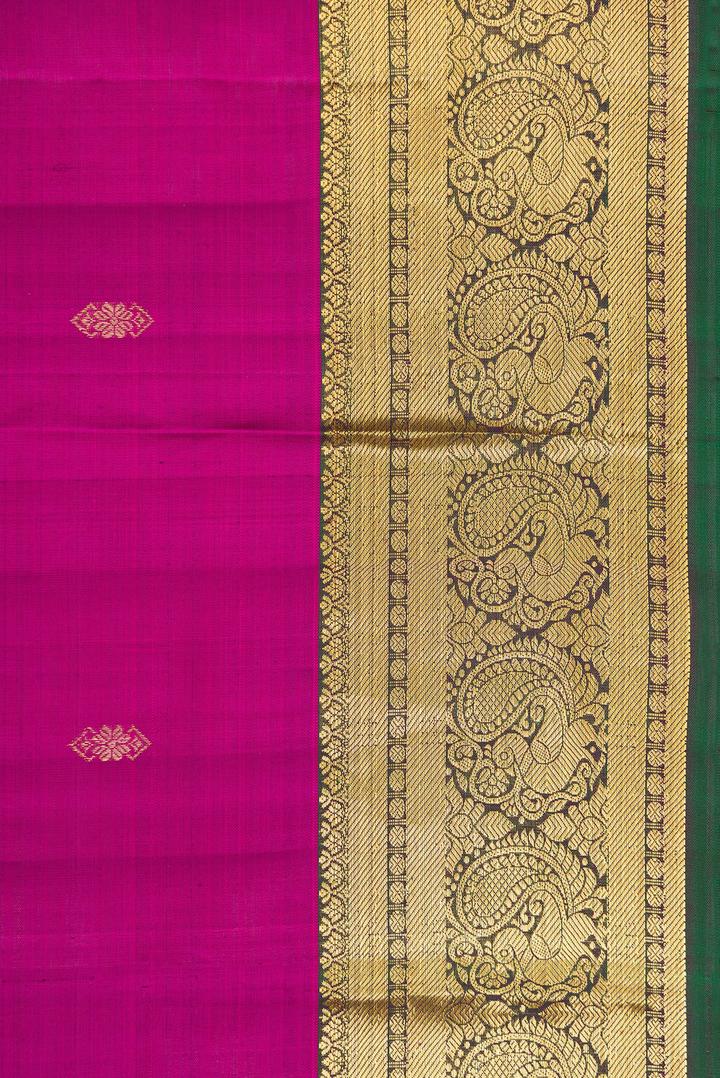 Border image of Magenta Dual Tone Kanjivaram Silk Saree with Zari Butta on the body and Zari Border. 