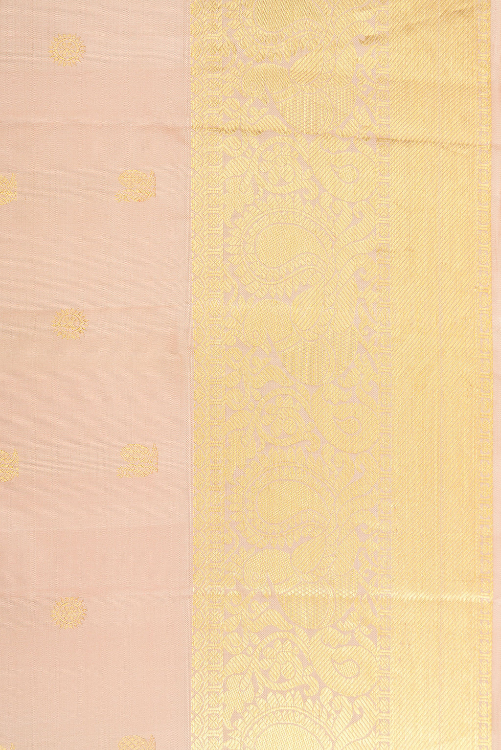 Border image of Beige Dual Tone Kanjivaram Silk Saree with Zari Butta on the body and Zari Border. 