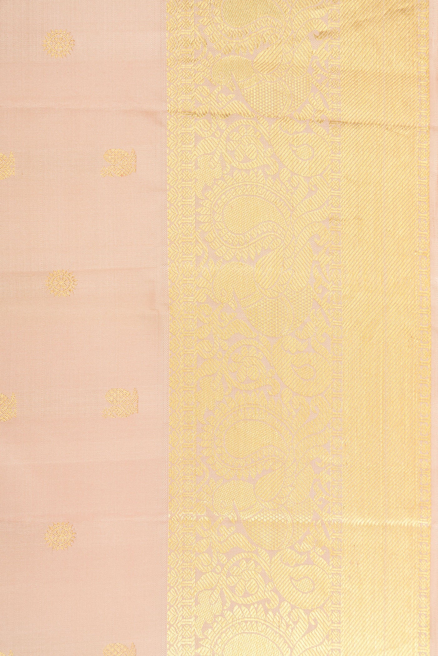 Border image of Beige Dual Tone Kanjivaram Silk Saree with Zari Butta on the body and Zari Border. 
