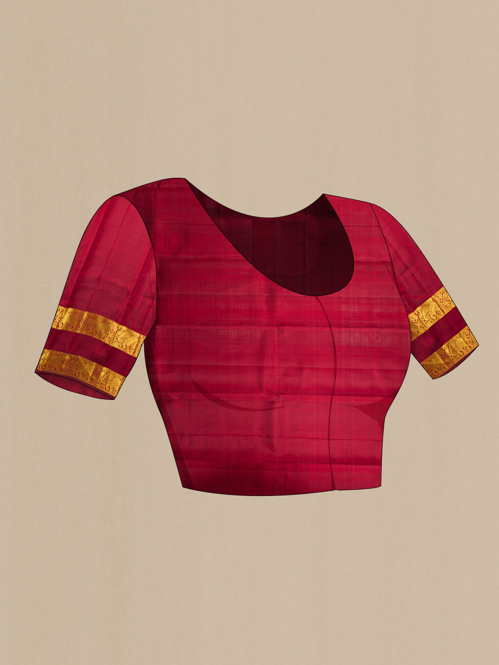 Close up image of the blouse of Pink Dual Tone Kanchipuram Silk Saree with Zari Butta on the body and Zari Border. 