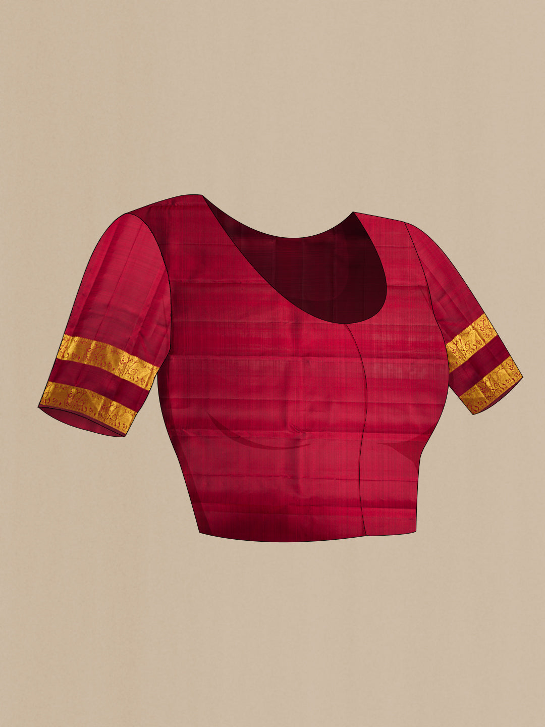 Close up image of the blouse of Pink Dual Tone Kanchipuram Silk Saree with Zari Butta on the body and Zari Border. 