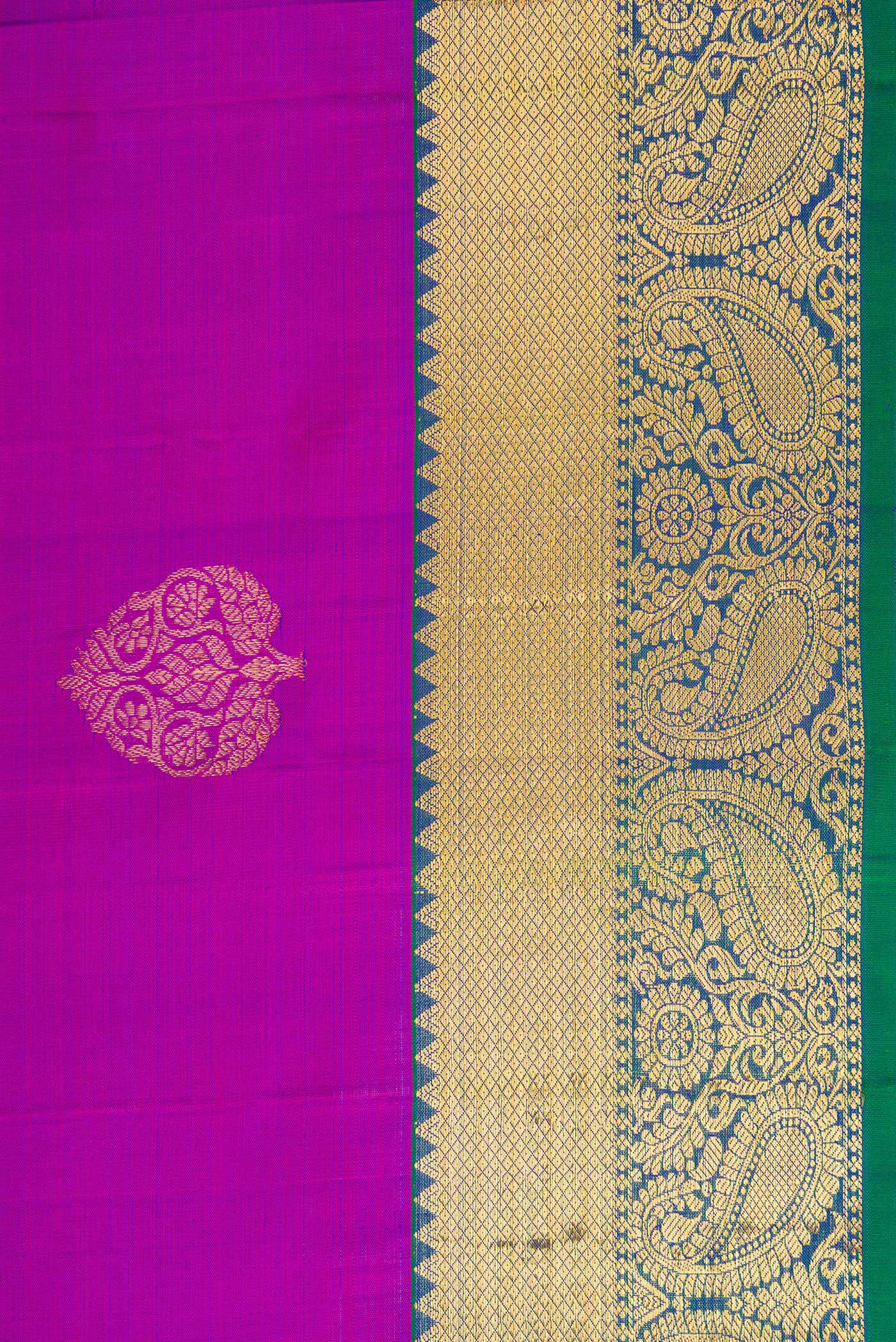 Border image of Purple Dual Tone Kanjivaram Silk Saree with Zari Butta on the body and Zari Border. 