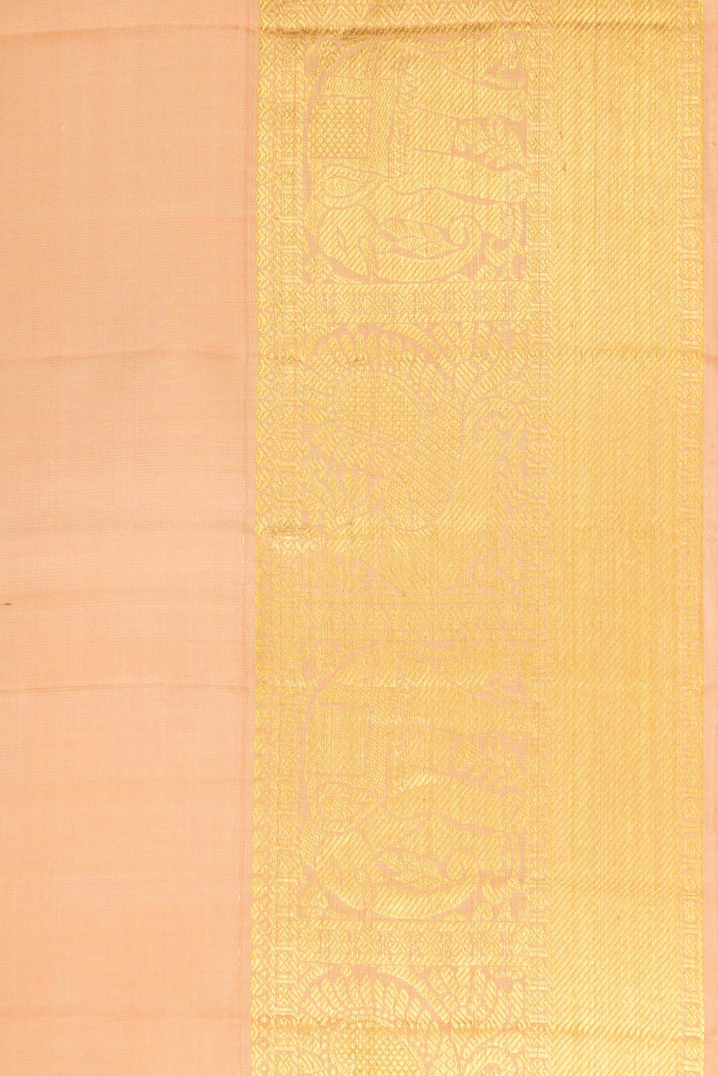 Border image of Golden Peach Dual Tone Kanjivaram Silk Saree with Zari Butta on the body and Zari Border. 