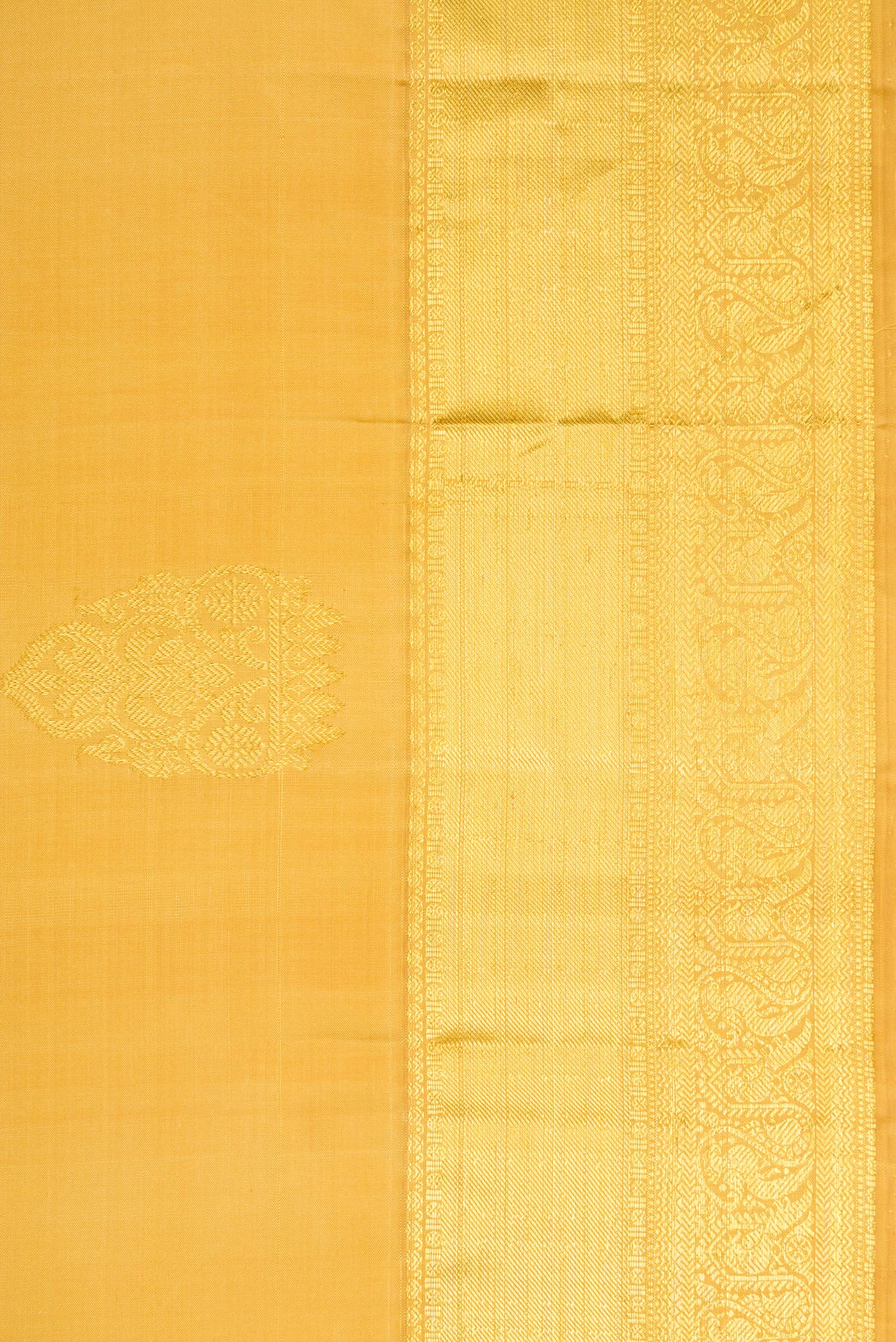 Border image of Gold Dual Tone Kanjivaram Silk Saree with Zari Butta on the body and Zari Border. 